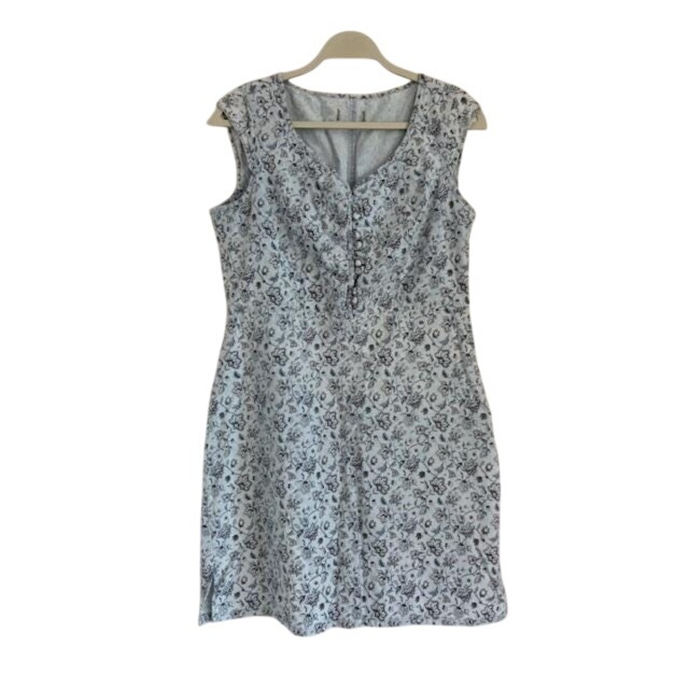 The Territory Ahead Vintage Style Blue Floral Cotton Sleeveless Dress RN 88748